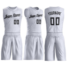 Load image into Gallery viewer, Custom White Black Round Neck Suit Basketball Jersey