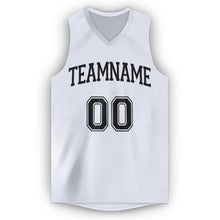Load image into Gallery viewer, Custom White Black V-Neck Basketball Jersey