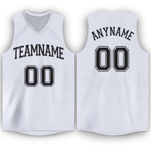 Load image into Gallery viewer, Custom White Black V-Neck Basketball Jersey