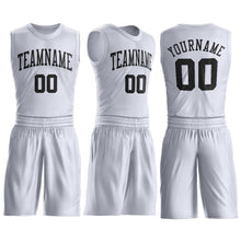 Load image into Gallery viewer, Custom White Black Round Neck Suit Basketball Jersey