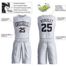 Load image into Gallery viewer, Custom White Black Round Neck Suit Basketball Jersey