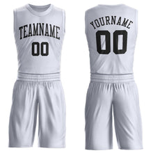 Load image into Gallery viewer, Custom White Black Round Neck Suit Basketball Jersey