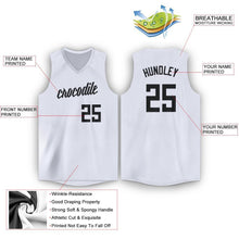 Load image into Gallery viewer, Custom White Black V-Neck Basketball Jersey