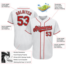Load image into Gallery viewer, Custom White Red-Black Authentic Baseball Jersey