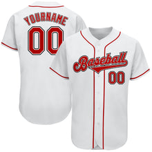 Load image into Gallery viewer, Custom White Red-Black Authentic Baseball Jersey