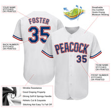 Load image into Gallery viewer, Custom White Royal-Red Authentic Baseball Jersey