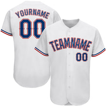 Load image into Gallery viewer, Custom White Royal-Red Authentic Baseball Jersey