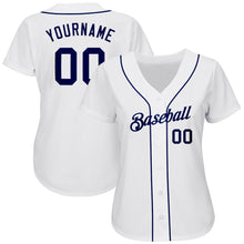 Load image into Gallery viewer, Custom White Navy Authentic Baseball Jersey