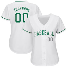 Load image into Gallery viewer, Custom White Kelly Green-Gray Authentic St. Patrick's Day Baseball Jersey