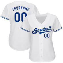 Load image into Gallery viewer, Custom White Royal Authentic Baseball Jersey