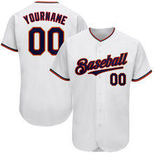 Load image into Gallery viewer, Custom White Navy-Red Authentic Baseball Jersey