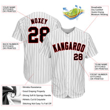 Load image into Gallery viewer, Custom White Black Pinstripe Black-Red Authentic Baseball Jersey