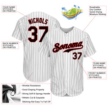 Load image into Gallery viewer, Custom White Black Pinstripe Black-Red Authentic Baseball Jersey
