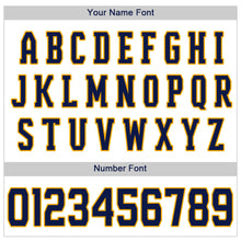 Load image into Gallery viewer, Custom White Navy Pinstripe Navy-Gold Authentic Baseball Jersey