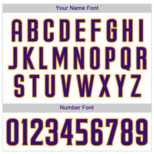 Load image into Gallery viewer, Custom White Purple Pinstripe Purple-Gold Authentic Baseball Jersey