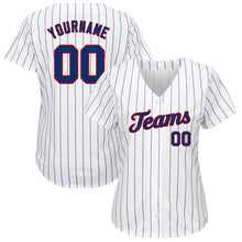 Load image into Gallery viewer, Custom White Royal Pinstripe Royal-Red Authentic Baseball Jersey