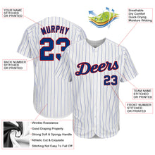 Load image into Gallery viewer, Custom White Royal Pinstripe Royal-Red Authentic Baseball Jersey