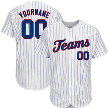 Load image into Gallery viewer, Custom White Royal Pinstripe Royal-Red Authentic Baseball Jersey