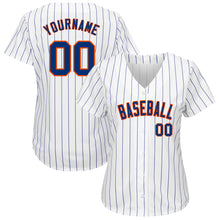 Load image into Gallery viewer, Custom White Royal Pinstripe Royal-Orange Authentic Baseball Jersey