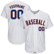 Load image into Gallery viewer, Custom White Royal Pinstripe Royal-Orange Authentic Baseball Jersey