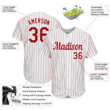 Load image into Gallery viewer, Custom White Red Pinstripe Red-White Authentic Baseball Jersey
