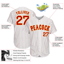 Load image into Gallery viewer, Custom White Red Pinstripe Red-Gold Authentic Baseball Jersey