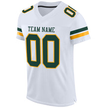 Load image into Gallery viewer, Custom White Green-Gold Mesh Authentic Football Jersey