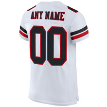 Load image into Gallery viewer, Custom White Black-Red Mesh Authentic Football Jersey