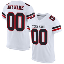 Load image into Gallery viewer, Custom White Black-Red Mesh Authentic Football Jersey