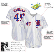 Load image into Gallery viewer, Custom White Royal Pinstripe Royal-Red Authentic Baseball Jersey