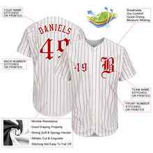 Load image into Gallery viewer, Custom White Red Pinstripe Red-White Authentic Baseball Jersey