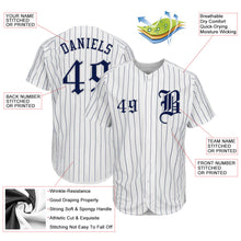 Load image into Gallery viewer, Custom White Navy Pinstripe Navy-Gray Authentic Baseball Jersey