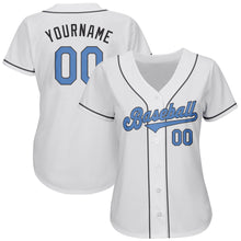 Load image into Gallery viewer, Custom White Light Blue-Steel Gray Authentic Father's Day Baseball Jersey