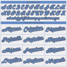 Load image into Gallery viewer, Custom White Light Blue-Steel Gray Authentic Father's Day Baseball Jersey