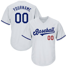 Load image into Gallery viewer, Custom White Royal-Red Authentic Throwback Rib-Knit Baseball Jersey Shirt