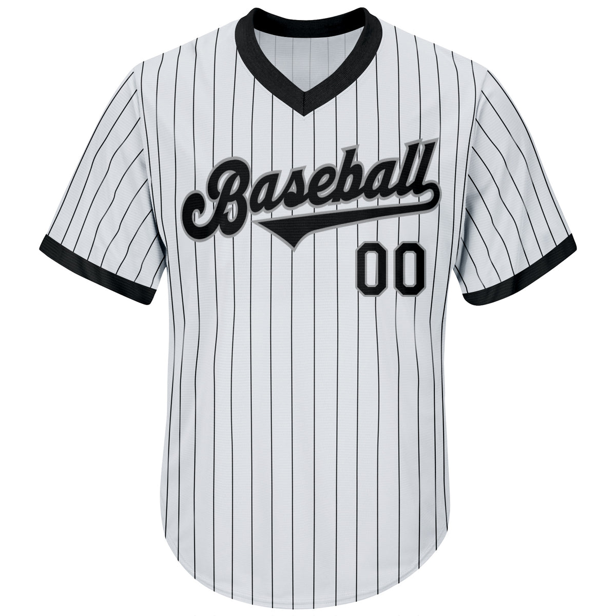 black and white pinstripe baseball uniforms