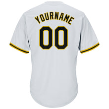 Load image into Gallery viewer, Custom White Black-Gold Authentic Throwback Rib-Knit Baseball Jersey Shirt