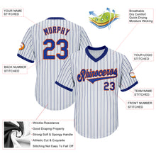 Load image into Gallery viewer, Custom White Royal Pinstripe Royal-Orange Authentic Throwback Rib-Knit Baseball Jersey Shirt