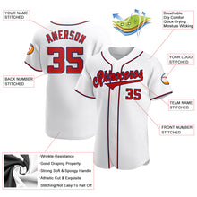 Load image into Gallery viewer, Custom White Red-Navy Authentic Baseball Jersey