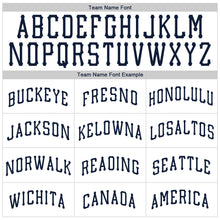 Load image into Gallery viewer, Custom White Navy Pinstripe Navy Authentic Baseball Jersey