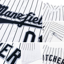 Load image into Gallery viewer, Custom White Royal Pinstripe Royal-Orange Authentic Baseball Jersey