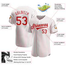 Load image into Gallery viewer, Custom White Red Pinstripe Red-White Authentic Baseball Jersey