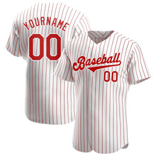 Load image into Gallery viewer, Custom White Red Pinstripe Red-White Authentic Baseball Jersey