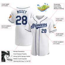 Load image into Gallery viewer, Custom White Navy-Powder Blue Authentic Baseball Jersey