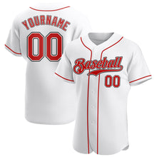 Load image into Gallery viewer, Custom White Red-Black Authentic Baseball Jersey
