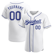 Load image into Gallery viewer, Custom White Royal Authentic Baseball Jersey