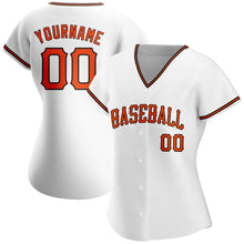 Load image into Gallery viewer, Custom White Orange-Black Authentic Baseball Jersey