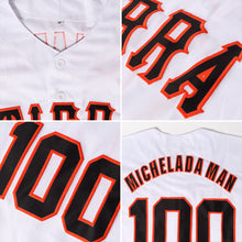 Load image into Gallery viewer, Custom White Black-Orange Authentic Baseball Jersey
