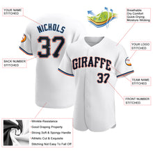Load image into Gallery viewer, Custom White Black-Powder Blue Authentic Baseball Jersey