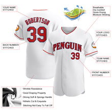 Load image into Gallery viewer, Custom White Red-Navy Authentic Baseball Jersey